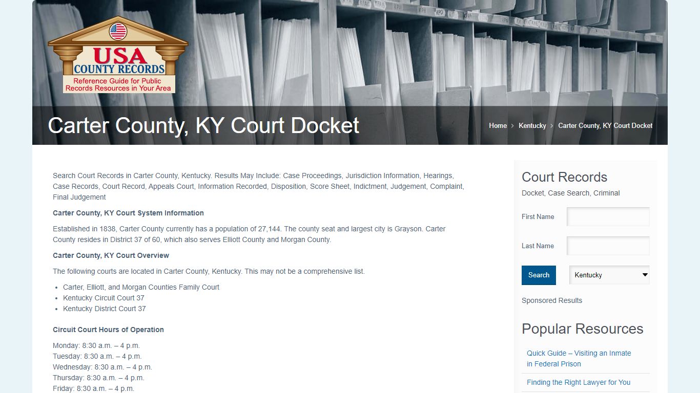 Carter County, KY Court Docket | Name Search